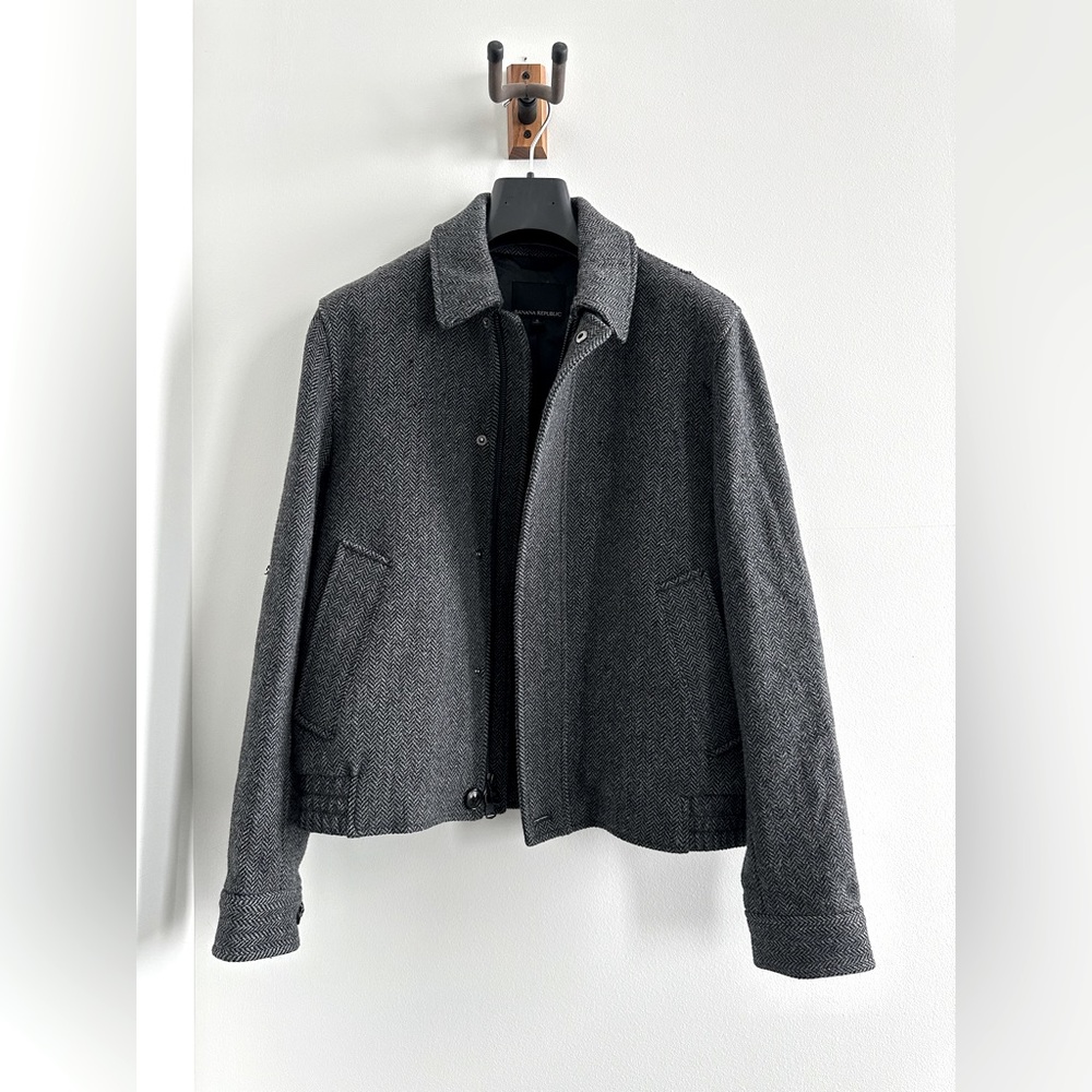 Banana Republic - Gray Herringbone Italian Melton Jacket